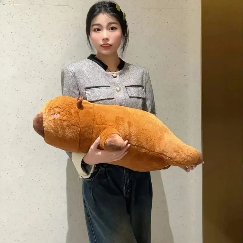 Kawaii Capybara หมอน Plush ยาวตุ๊กตาสัตว์ยัดไส้นุ่มน่ารัก Cuddly เบาะสำหรับเตียงโซฟา Sleeping Nap Home Decor