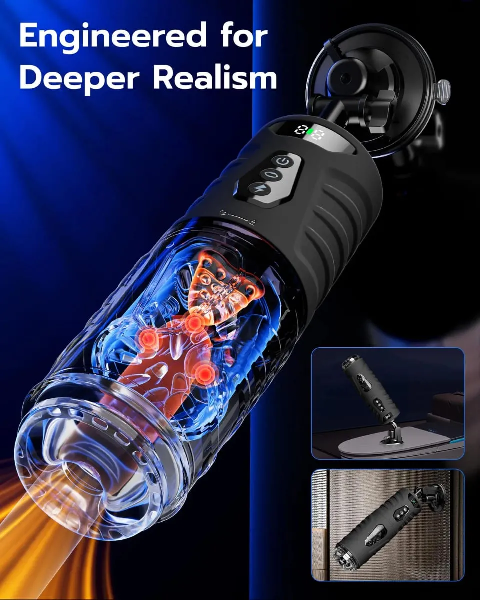 Automatic Rotating Vibrating Male Masturbator Penis Pump Thrusting Suction AI Sync Sex Machine LCD Pocket Pussy Sex Toys for Men