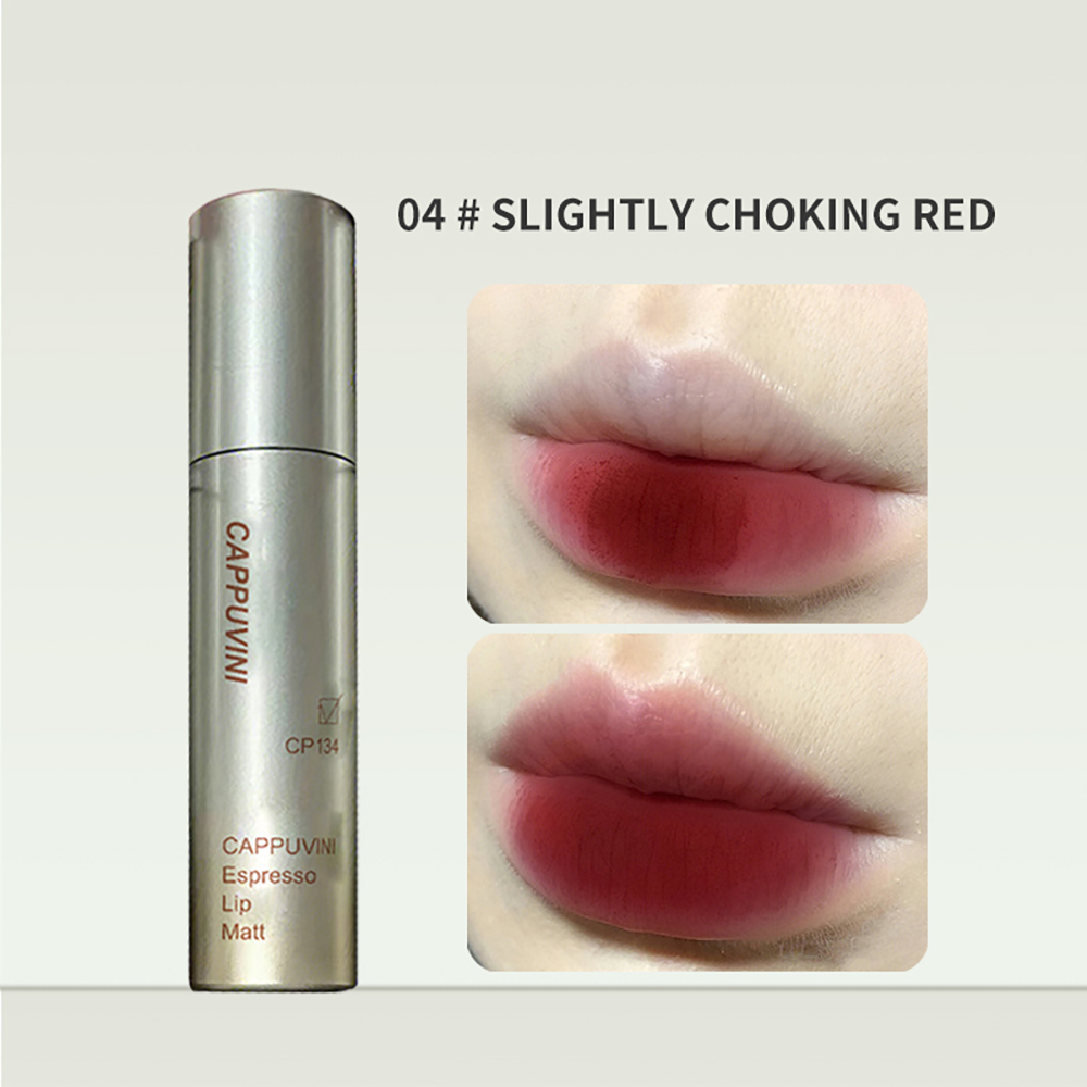 Cappuvini Espresso Matte Lipstick Velvet Lip Glaze Waterproof Long-lasting Texture Smooth Glossy Makeup Setting Lip Color