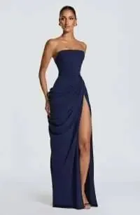 Women Sexy Solid Pleated Strapless Dress Lady Chic Off-shoulder Backless High Waist Split Dresses 2026 Summer Evening Party Gown — image 8