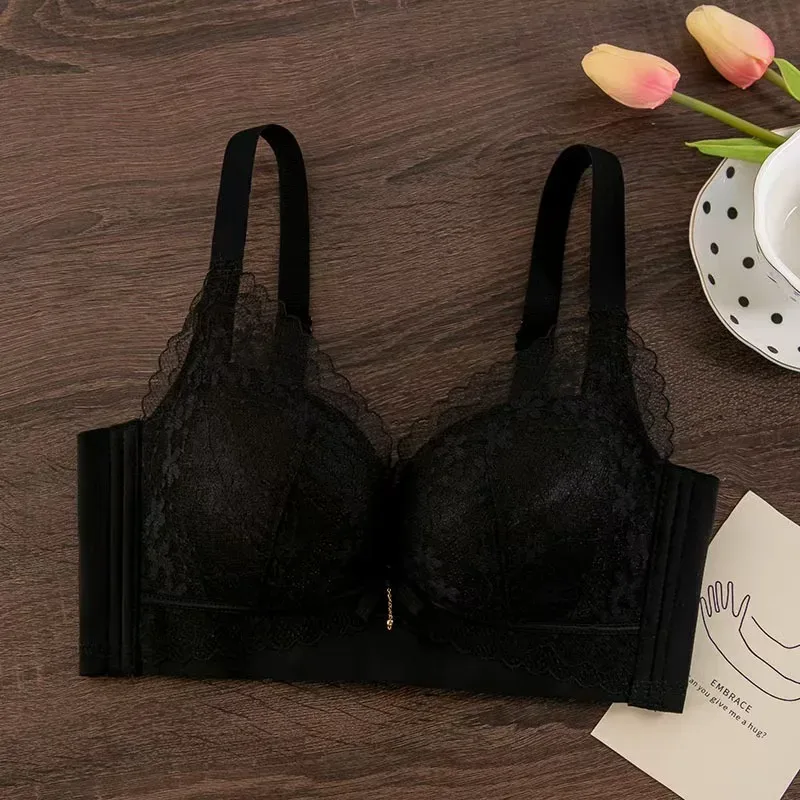 Sexy Lace Thickened Push-Up Bra for Small Breasts Anti-Sagging Adjustable Comfortable Wire-Free Lingerie