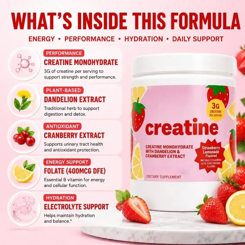 Women Creatine Powder 275g with 3000mg Creatine Monohydrate & Dandelion Cranberry Extract Support Energy Recovery After Exercise — image 2
