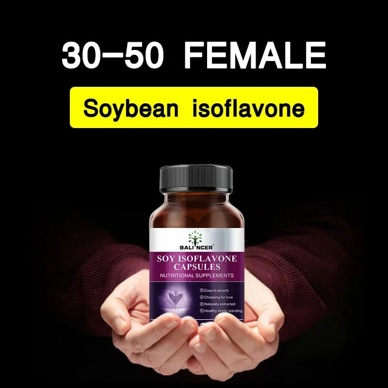 Soy Isoflavone Capsules Women's Health Hormone Balance Menopause Relief Mood Support Non-GMO Female Nutritional Supplement