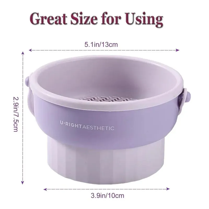 Makeup Brush Cleaner Mat 3 in 1 Silicone Washing Bowl with Brushes Scrubber Foldable Powder Puff Cosmetic Sponge Drying Tools