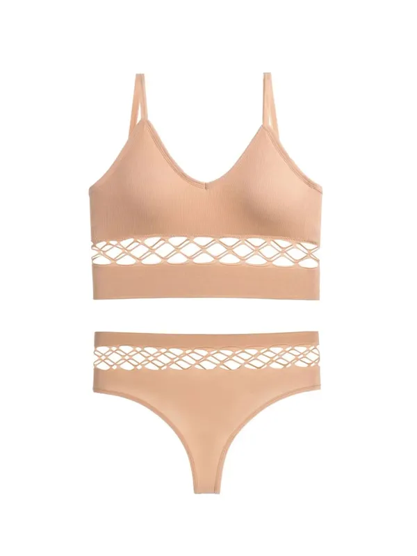 Thin Hollow Out Lingerie Set for Women Wireless Small Bust Push Up Bra Plus Size Breathable Sports Camisole Vest