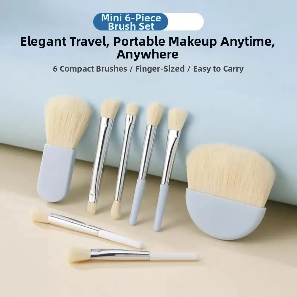 6Pcs/Set Soft Bristles Mini Makeup Brush Set Blending Brush Multiple Brush Heads Cosmetic Brushes Set With Storage Box
