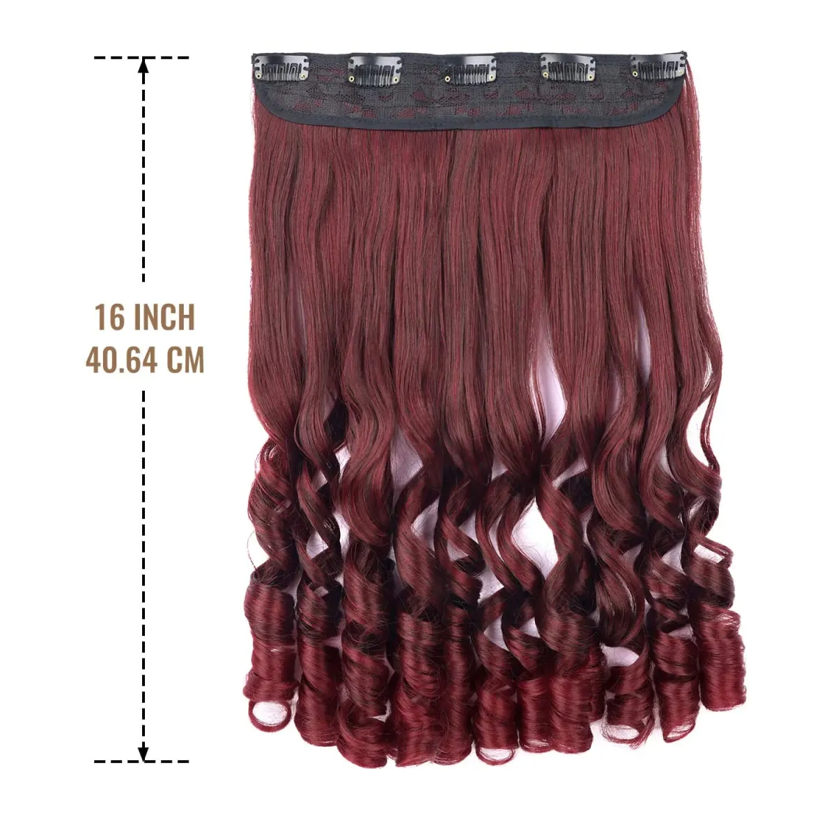 Synthetic clip in one piece hair extensions 5 clips in one piece hair wavy style 16inch french curl for women ladies daily party
