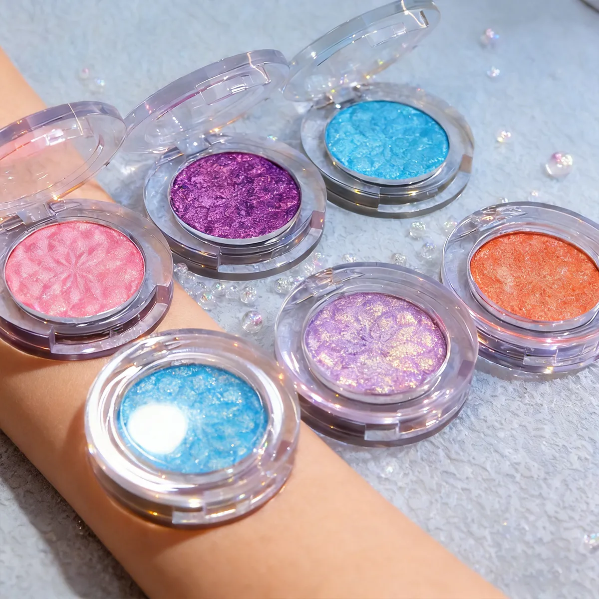 Chameleon Eye Palette Eyeshadow Palette - Customizable Duochrome Pressed Eyeshadow Set Glitter Infused Pearlescent Finish Pri