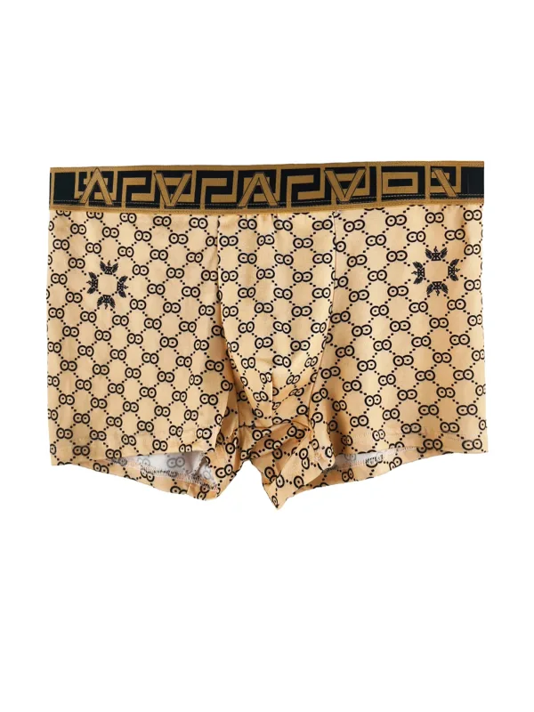 Férfi 4 részes poliészter boxer szett - luxus geometriai és monogram mintás, többszínű fehérnemű