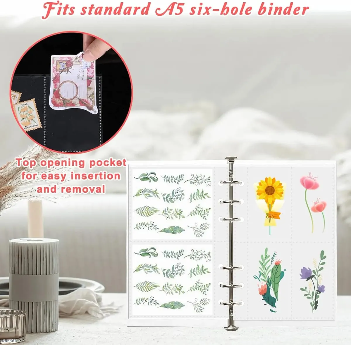 A5 Tấm bảo vệ tấm chất kết dính trong suốt 30 gói Tấm nạp nhựa PVC 1 2 4 Trang bỏ túi cho 6 Vòng chất kết dính Nhãn dán ảnh Vé Thẻ Tiền mặt