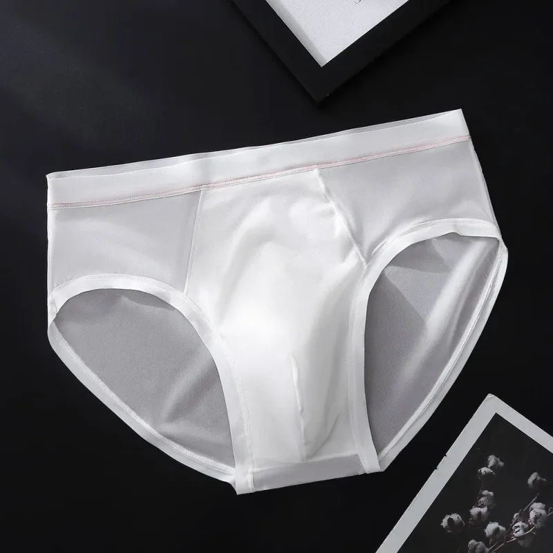 Men's Seamless Ice Silk Briefs Underwear Bulge Pouch Solid Breathable Panties Calzoncillos Hombre Slips Male Panties