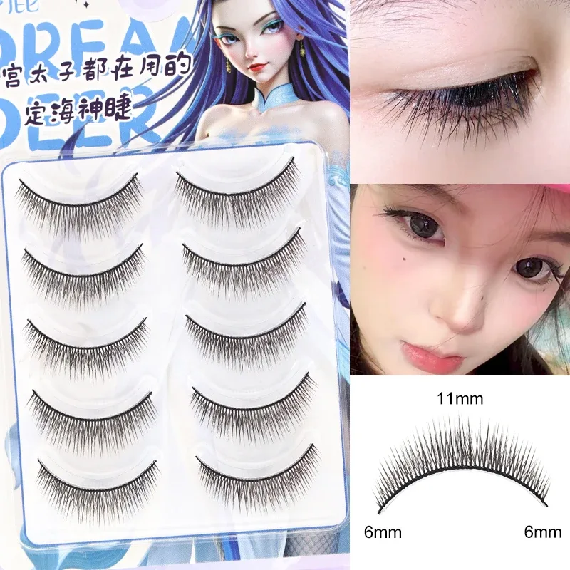 5 Pairs Baby Straight Lashes Hard Band False Eyelashes Natural Fish Tail Design for Cosplay Daily Makeup manga eye lashes — image 7