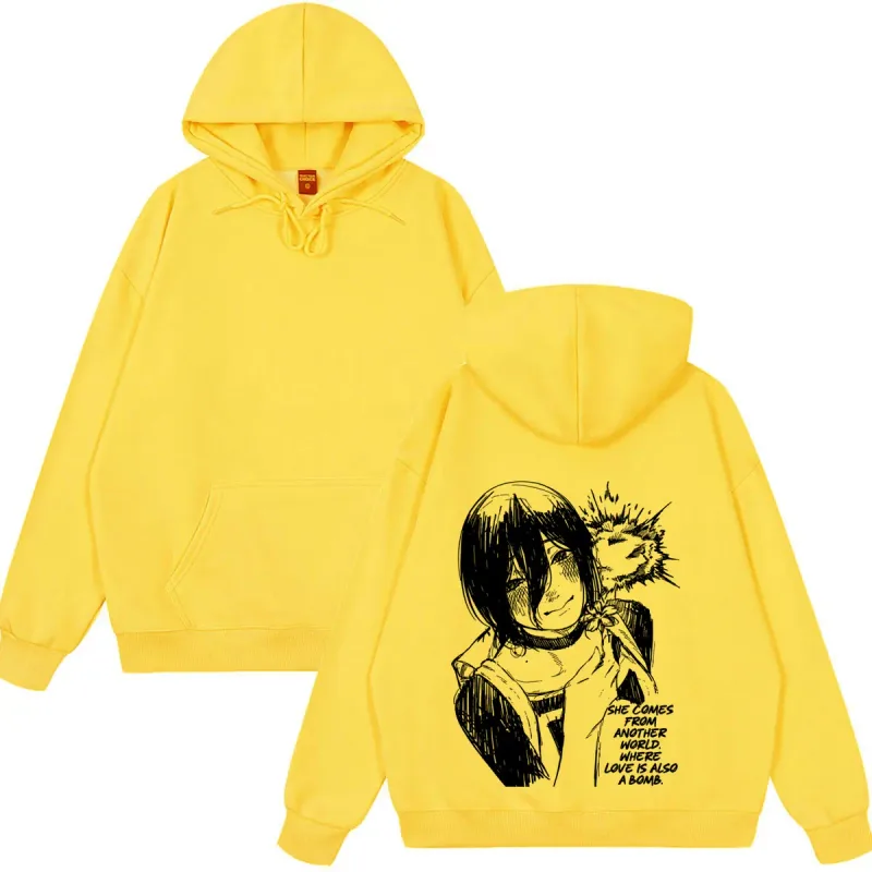 Anime Chainsaw Man T-shirt Reze Denji Manga Graphic Hoodies Winter Fleece wears Men Women Clothing Casual Oversized Streetwears