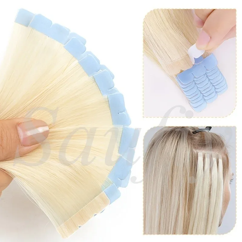 12-20inches Balayge Blonde Mini Tape in Human Hair Extensions Double Side Invisible Seamless Tape Ins Hair 10pcs/Pack Natural Straight Black Blonde Balayge Brown Mini Tape In Hair Extensions — image 2