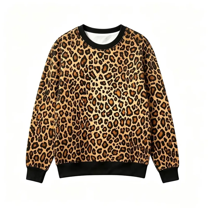Animal Patchwork Pattern Sweatshirt Leopard Zebra Giraffe Full Print Streetwear Vintage Casual Crew Neck Pullover Fashion Tops