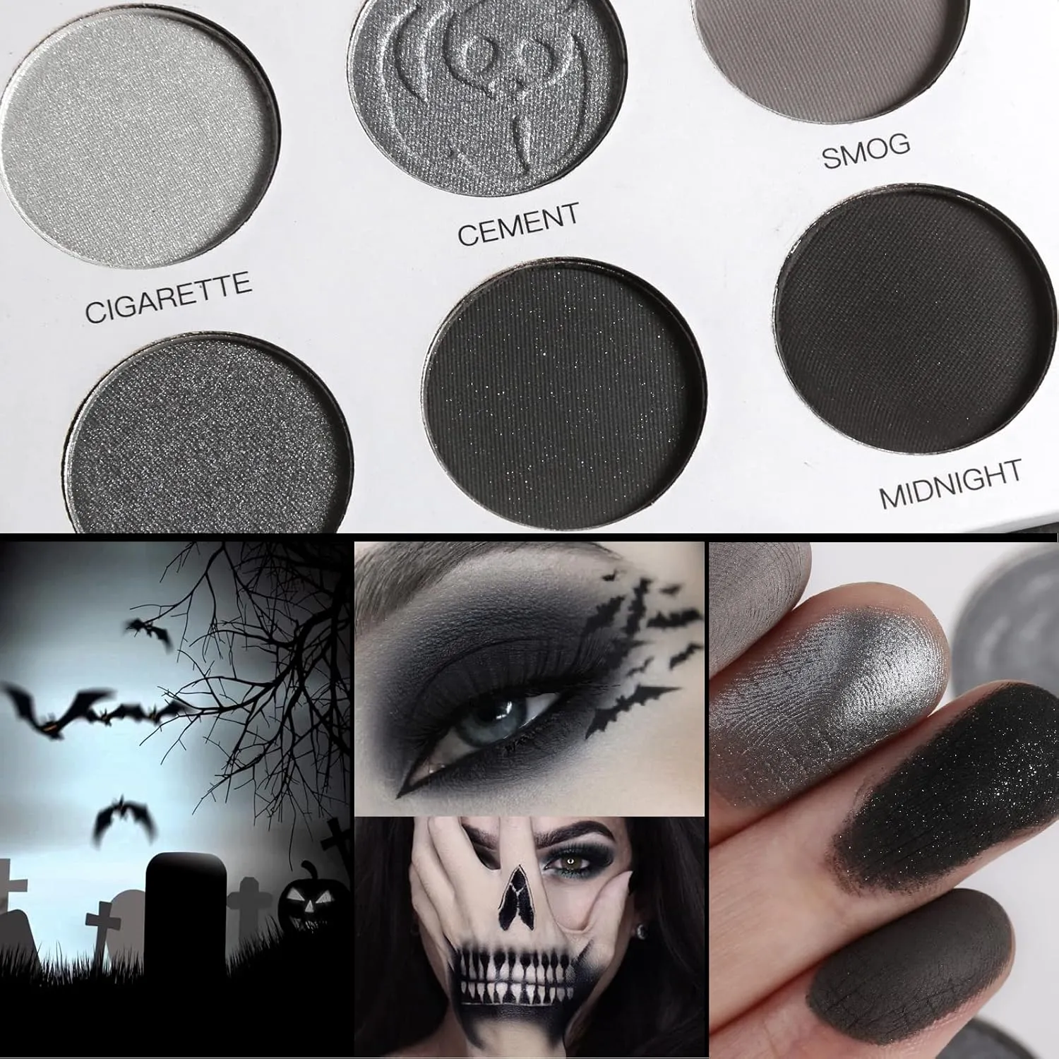 Paleta de sombras com 9 cores, pó fosco, brilhante, gótico, esfumaçado, punk, misturável, cores altas, flash fino, maquiagem duradoura para os olhos