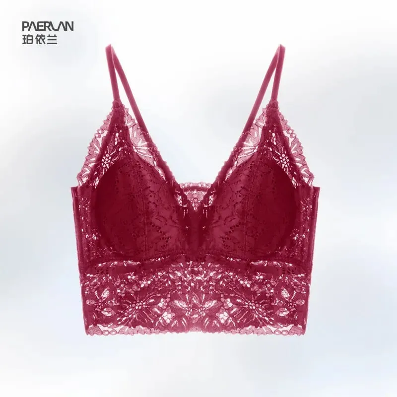 One-Piece Vest Bra Hollow outVCollar Lace Sexy Lingerie Straps Wireless Bra for Women — image 8