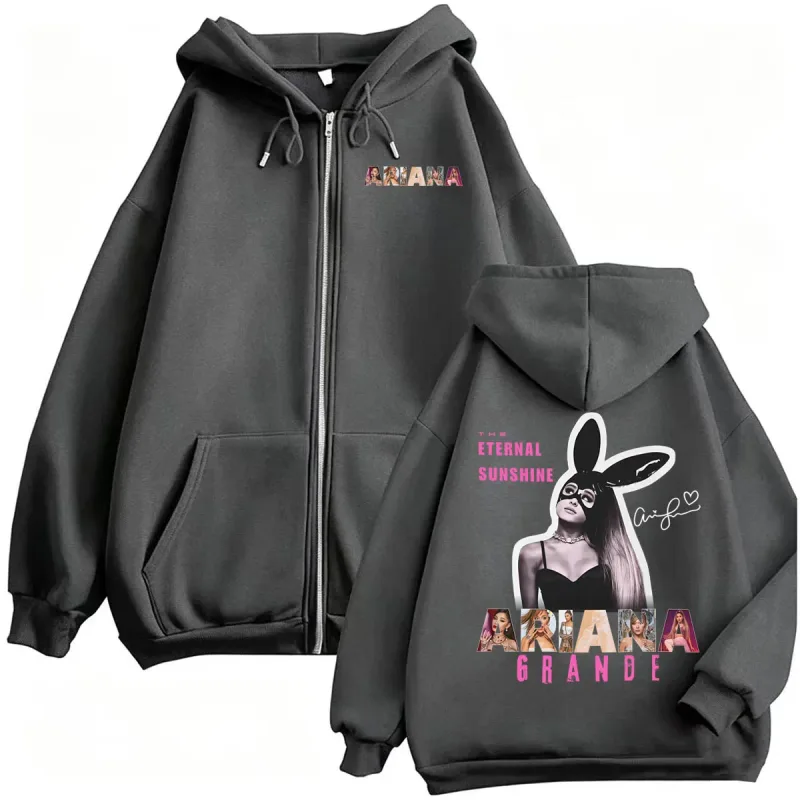 Ariana Grande Eternal Sunshine Tour Jacket Sweatshirt Coats Men Women Fashion Aesthetic Zip Up Hoodies High Quality Zipper Hoody