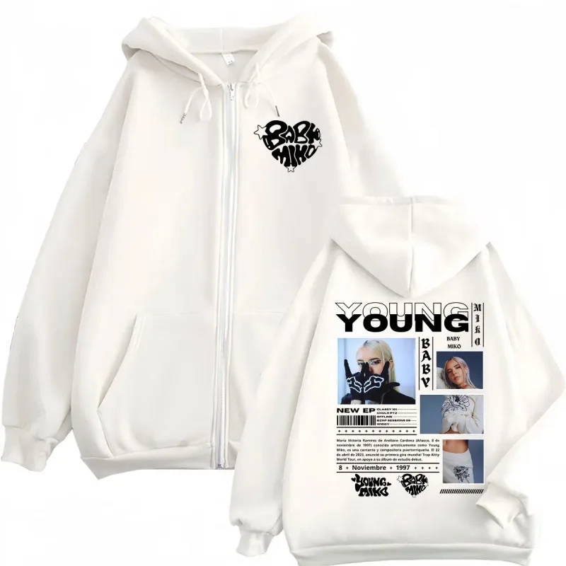 Rapper Young Miko Graphic Zipper Hoodie Men's Women Clothing Hip Hop Aesthetic Zip Up Pullovers Fashion Casual Loose Sweatshirts — image 2