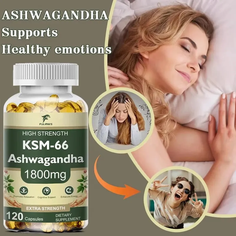 Buy 2 Get 2 Free! High-Potency KSM-66 Capsules 2100mg Supports Energy Focus & Physical Performance Pure Root Extract