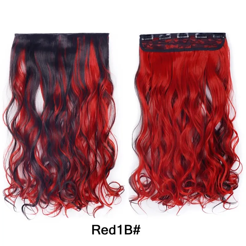 Water Wavy Clip in Hair Extension Synthetic Hair Highlight Silky Soft Natural Look with Invisible Lace Weft Hairpieces for Women
