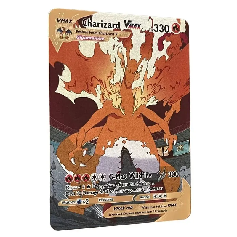 Pokemon Card Vmax Metal Pokémon Letters Pikachu Gx Mewtwo Charizard Vstar Anime Games Toys Golden Iron Playing Cards Kids Gifts — image 2