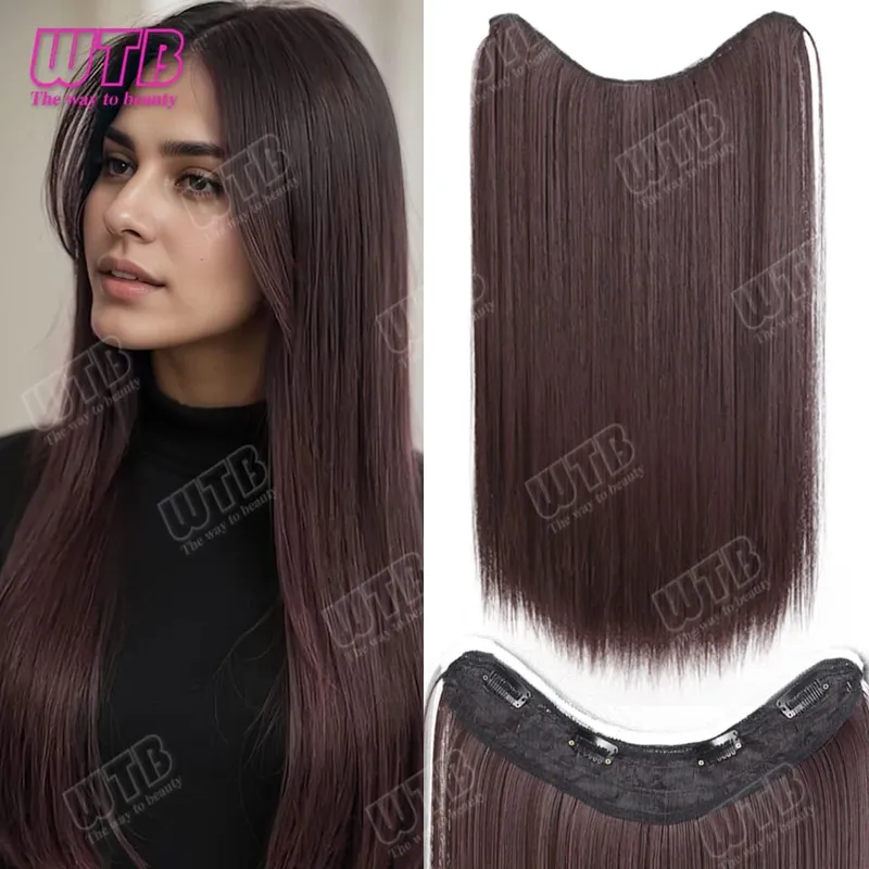 WTB Straight Hair Extensions Synthetic Wigs BB Clip Style V-Shaped Straight Hair Extensions Suitable for Women for Daily Wear — image 10
