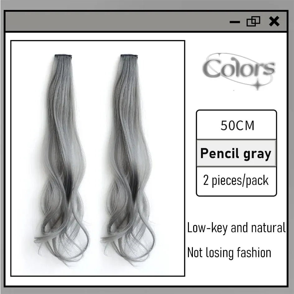 Synthetic 2 Pieces/Set 50cm Colored Curly Hair Extensions Water Wave Pink/Blue/Purple Halloween/Christmas Wig