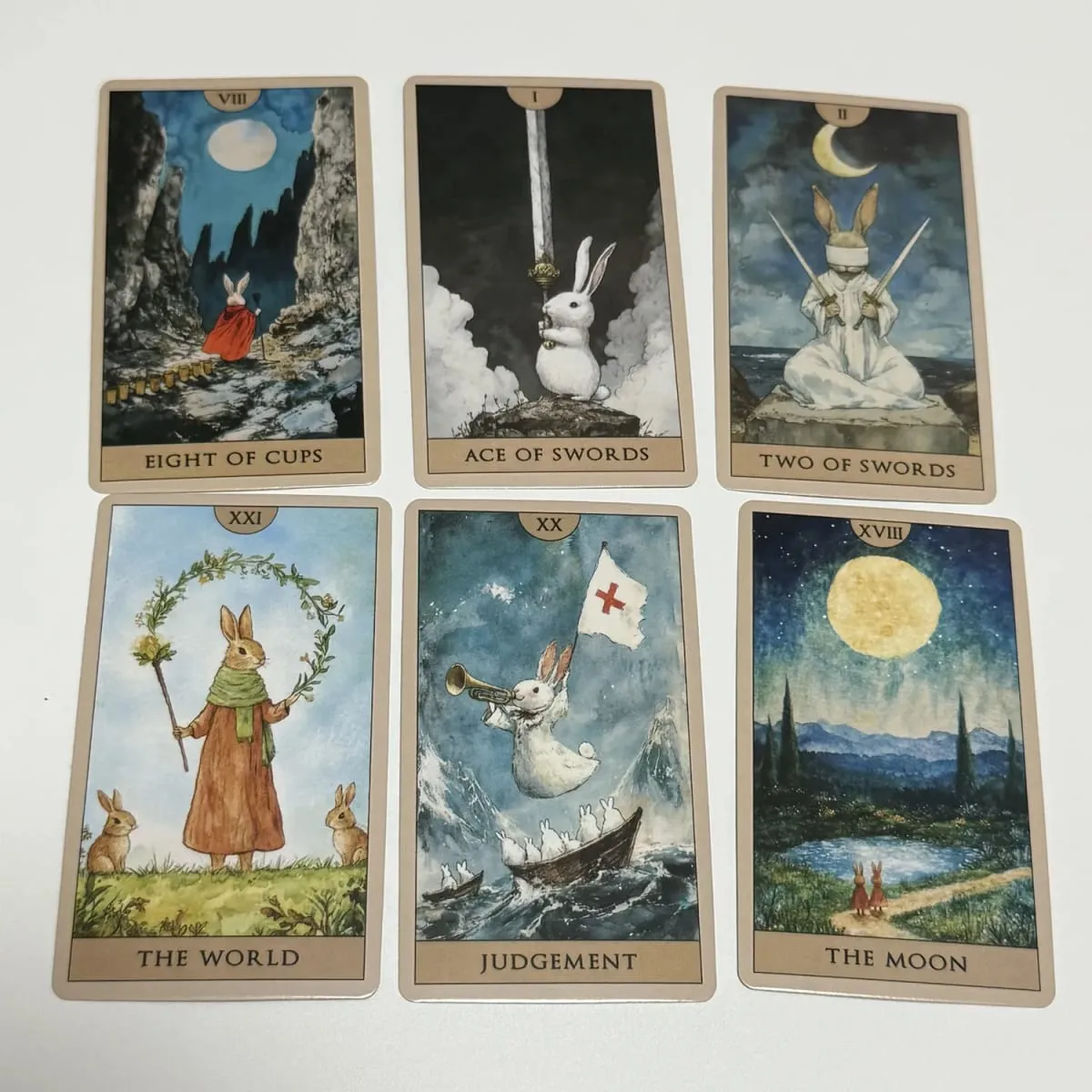 Rabbit Tarot Deck 78pcs Board Games English Watercolor Cards Cute Divination Cards — image 3