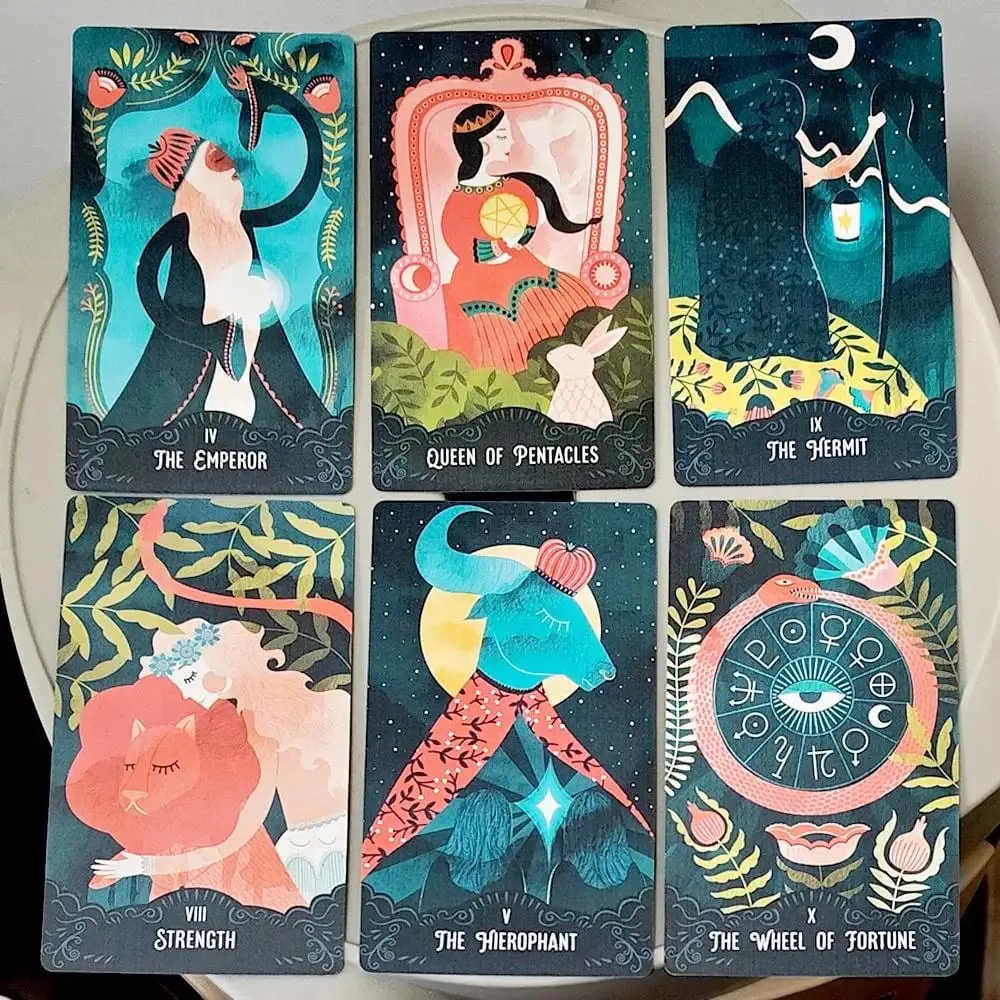Star Maiden Tarot Deck 78-Card Deck Aesthetic Celestial Divineไพ่ทาโรต์ 2 ชิ้นกล่องแข็งคู่-นูน 12*7 ซม.