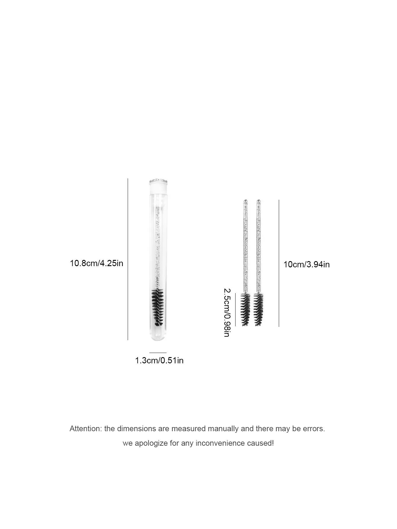 [70 Eye Black Brushes And 20 Plastic Tubes] Disposable Crystal Rod Eyebrows Extremely Fine Soft Brush Portable And Flexible