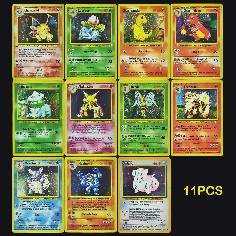Proxy PKM English GAME 1ST EDITION Charizard Blastoise Venusaur Mewtwo Holo TCG Game Collection Card