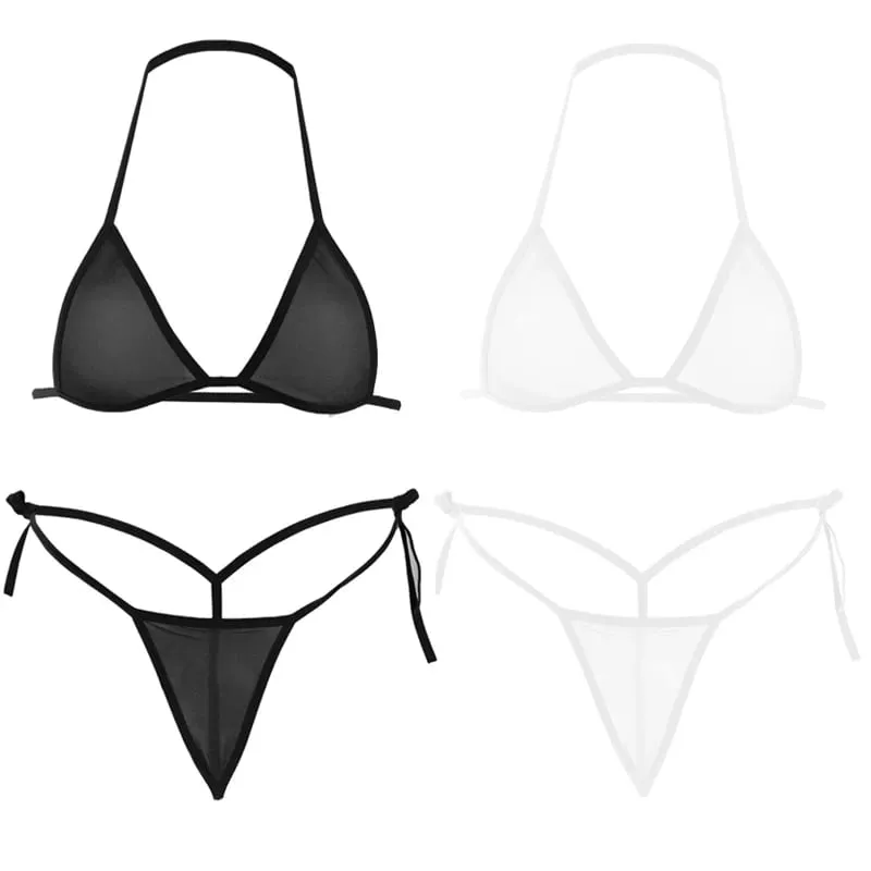 Set Lingerie Seksi Wanita 2 Buah Set Bra Tanpa Kawat Jaring Ultratipis Lingerie Set Pakaian Dalam Eksotis Transparan Wanita Ultra Panas — image 9