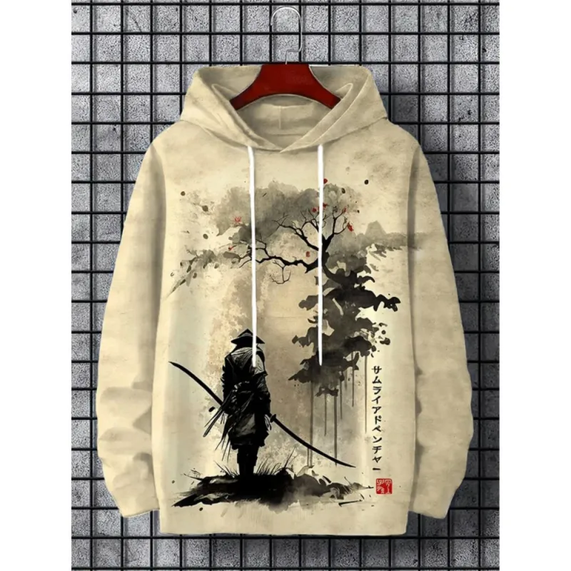 Japanese Harajuku 3D Printed Hoodies For Men Mountain Cat Tentacle Graphic Pullover Sweatshirts Casual Loose Hooded Long Sleeves — image 4