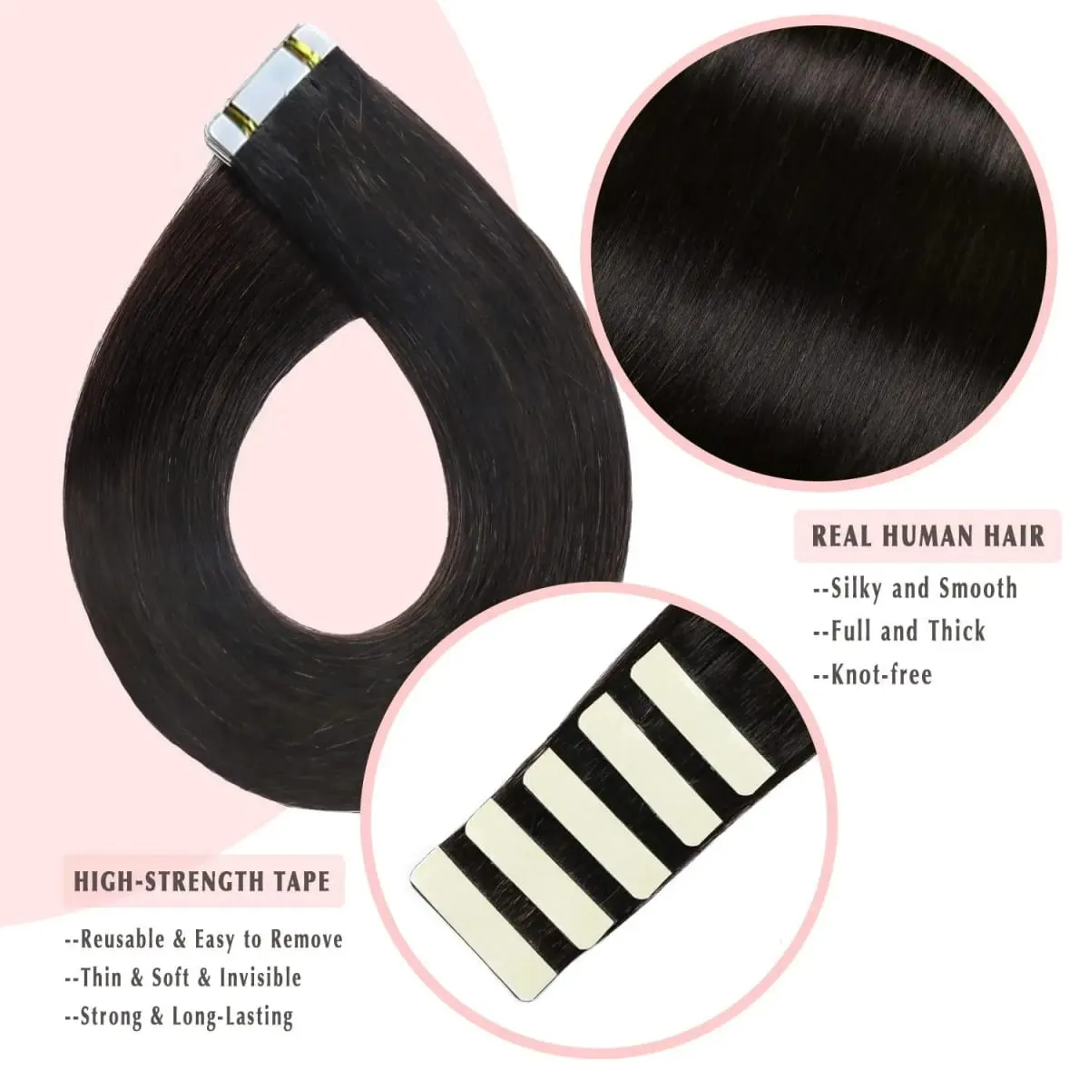 18 Inch Natural Black #1B Tape In Human Hair Extensions Remy Silky Straight Seamless Skin Weft 20Pcs 50G Tape Ins Hair For Wedding Daily Use