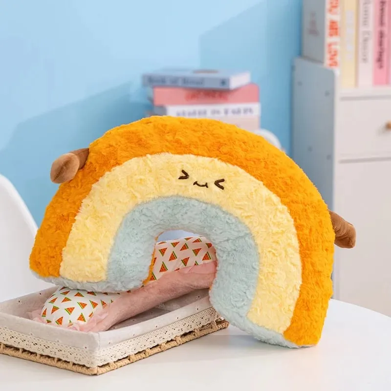 Cute Cartoon Rainbow Cloud Pillow Kawaii Stuffed Pillow Soft Filling Home Office Car Sleeping Pillow Backrest Good Gifts