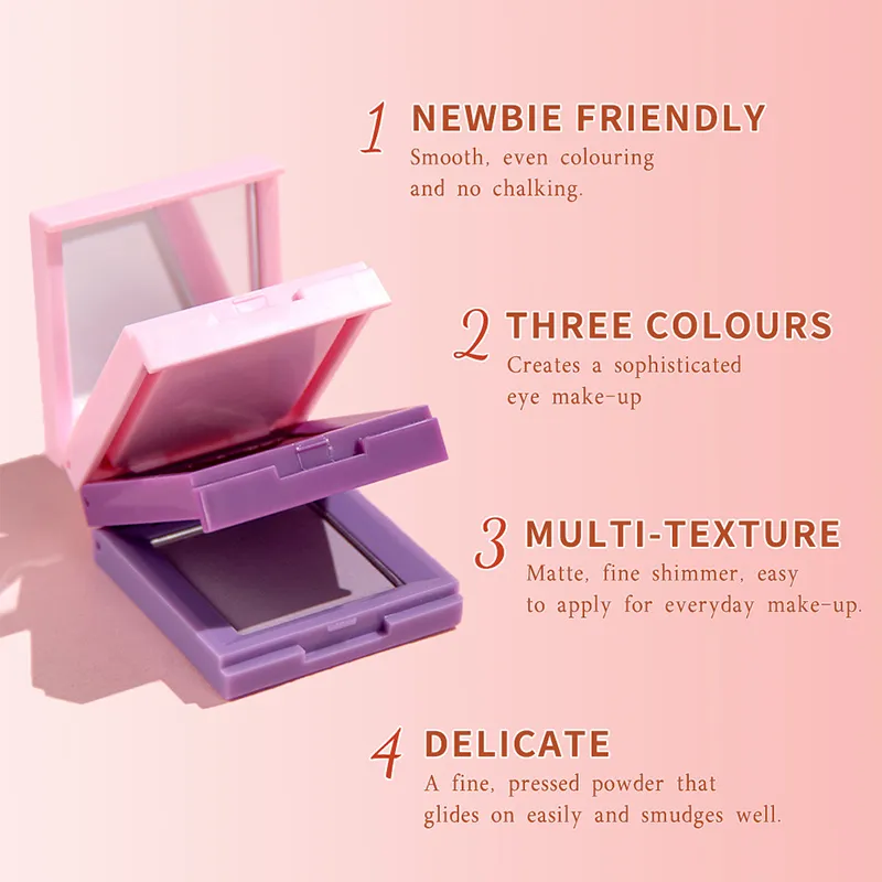 1 piece three in one eye shadow palette portable makeup matte and shiny finish multi-functional neutral tone easy to mix