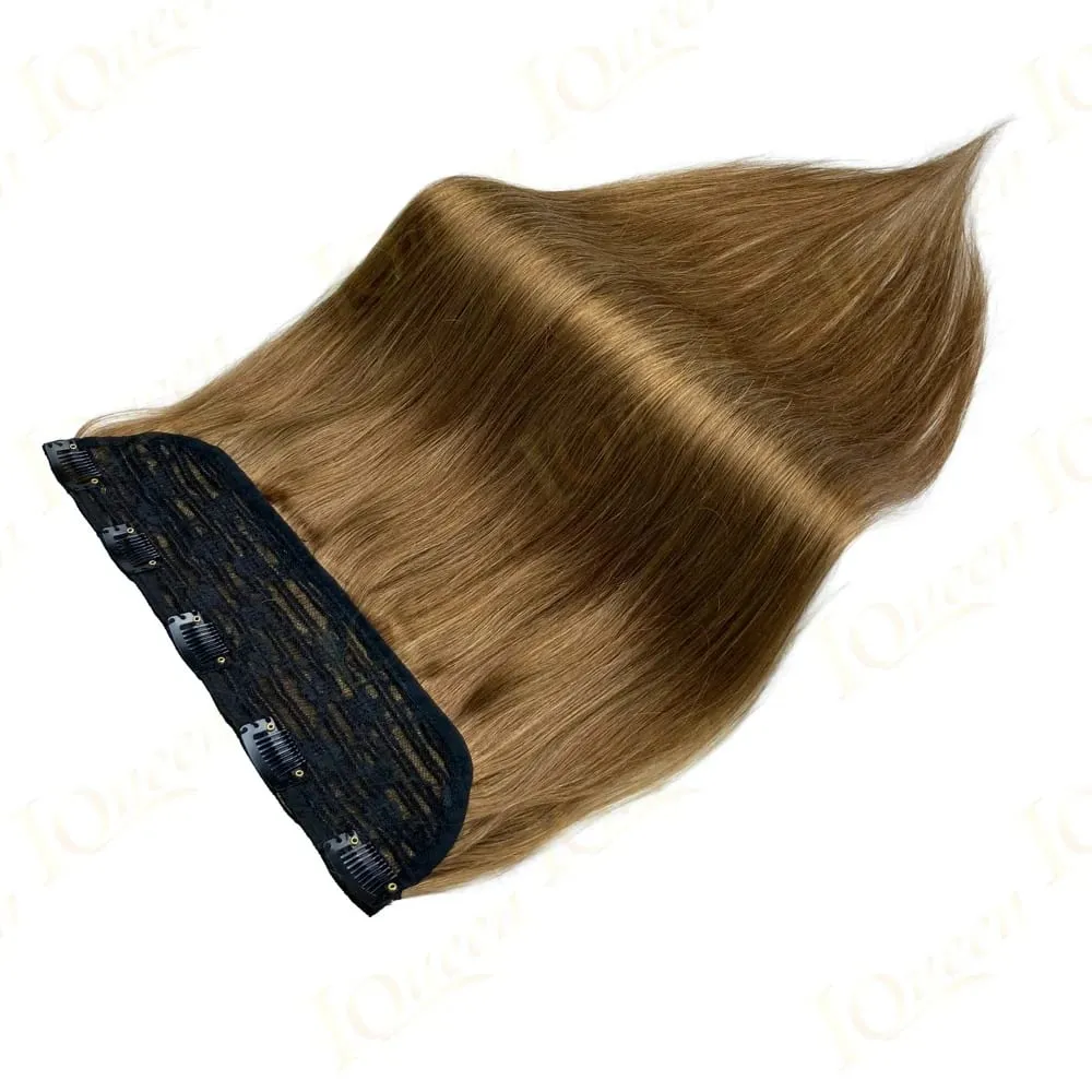 #8 Straight Clip Ins Human Hair Extensions 100% Human Hair 3/4 Full Head One Piece 5 Clips In Hair Extensions 100G/Set For Woman