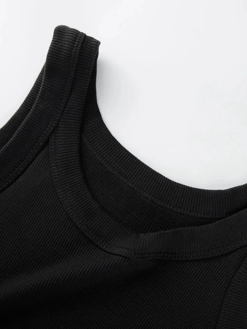 Y2K Ribbed Cotton Tank Tops Womens Summer Slim O-Neck Sleeveless Basic Soft Breathable Vest Sporty Jogging Wear Daily Undershirt