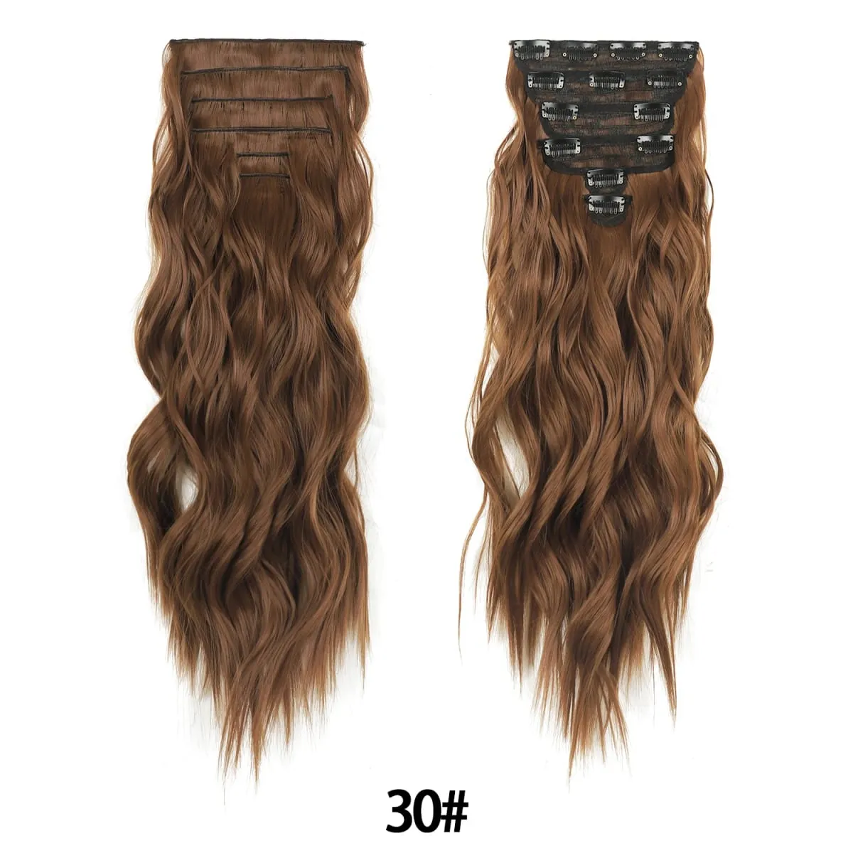 Jeedou 185g Thick Soft Hairpieces Clip in Hair Extensions 6PCS Water Wavy Long 24Inch Synthetic Hair for Women Party Daily Use
