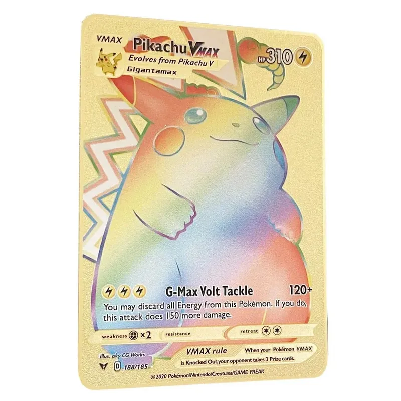Pokemon Card Vmax Metal Pokémon Letters Pikachu Gx Mewtwo Charizard Vstar Anime Games Toys Golden Iron Playing Cards Kids Gifts — image 11
