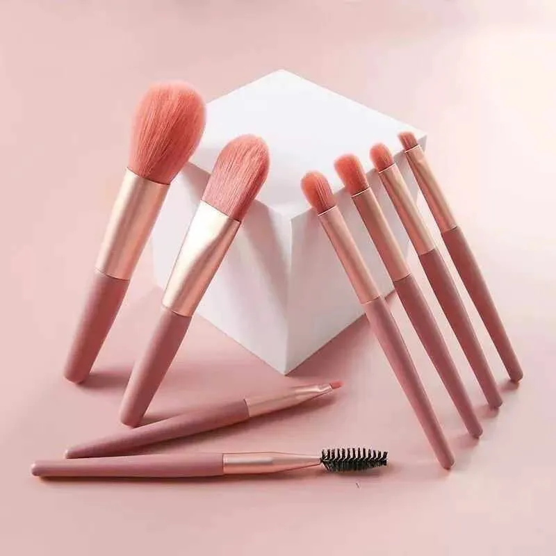 【B】8Pcs Makeup Brush Set Makeup Concealer Brush Blush Loose Powder Brush Eye Shadow Highlighter Foundation Brush Beauty Tools