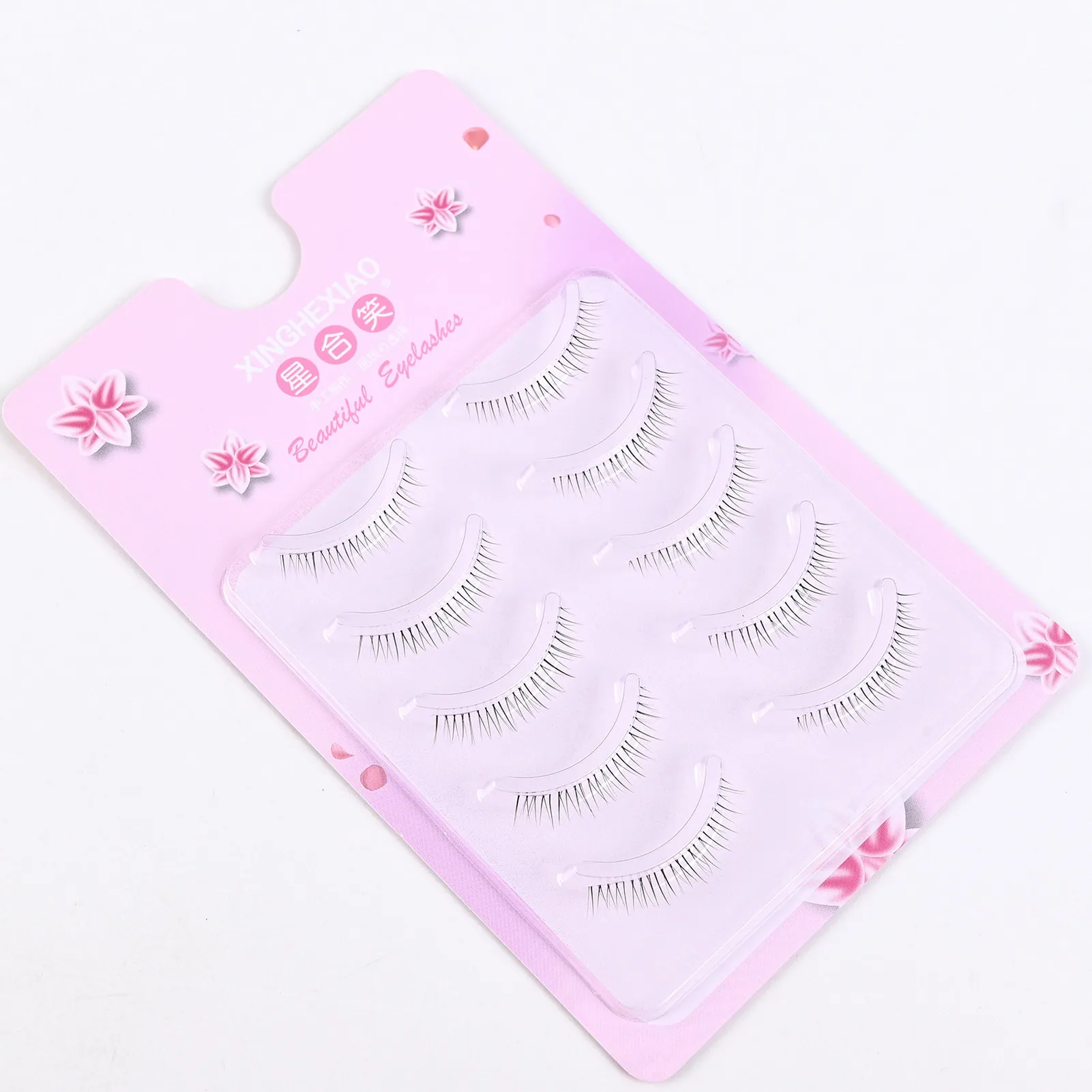 5pairs Clear Band Lower False Eyelashes Natural-look Lashes For Daily Makeup Invisible C Curl Synthetic Fiber Beauty Eye Tool
