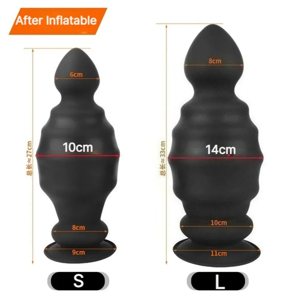 Huge Inflatable Anal Plug with Suction Cup Silicone Big Butt Plug Anus Expansion Stimulator Prostate Massage Anal Sex Toys