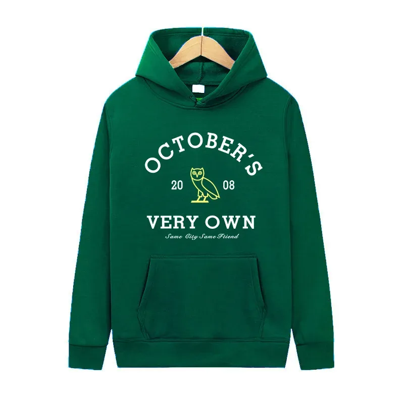 October's Very Own Owl Print Hoodie Unisex Men Women Casual Pullover Long Sleeve Streetwear Fleece Hooded Sweatshirt With Pocket