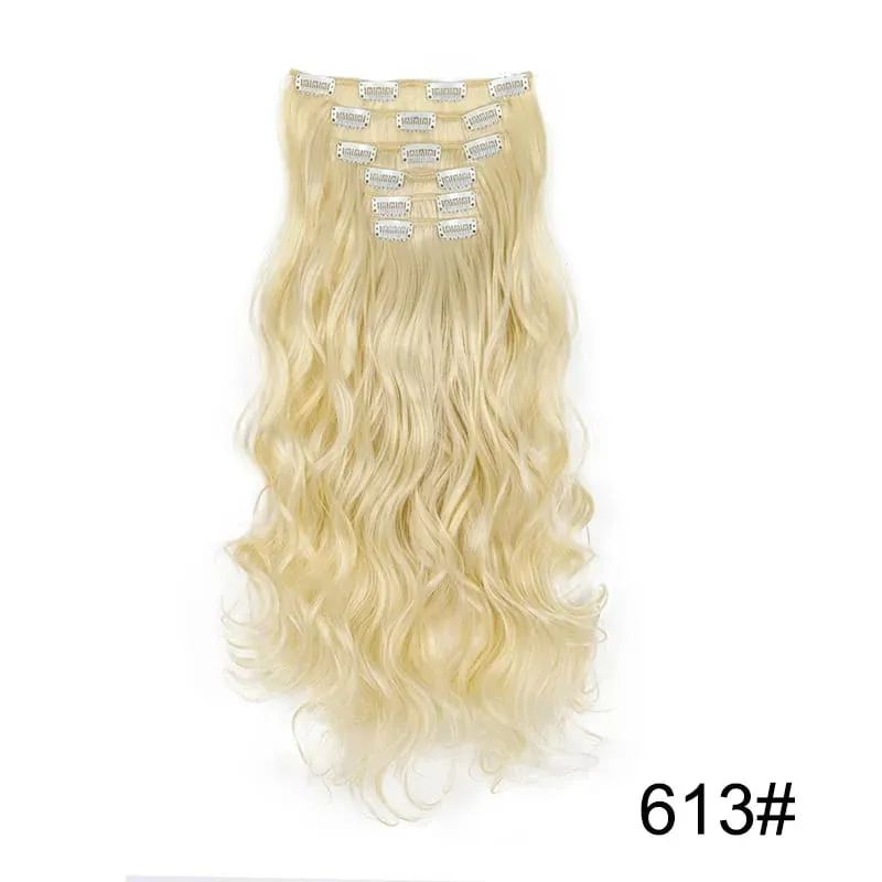 22Inch Synthetic 6pcs/set Long Curly Hair Extension Thick Soft Hairpiece for Short Hairline Coverage for Women Daily Use