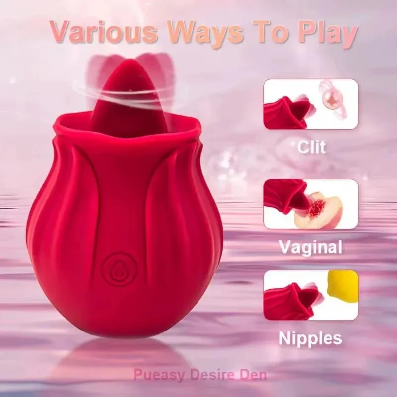 Powerful Sucking Vibrator Female Nipple Clitoris Sucker Rose Toy Tongue Licking Vibrator for Women Oral Clit Stimulator Sex Toys