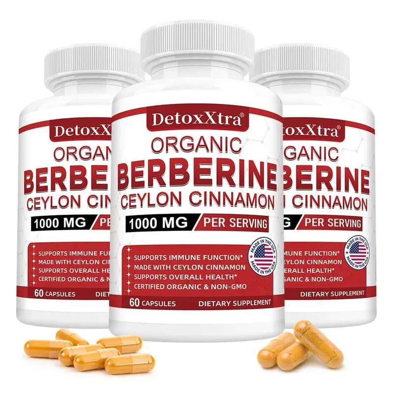 Premium Berberine HCL - Blood Sugar Support Heart Health - Ceylon Cinnamon Berberine HCI Supplement Capsules 1000MG