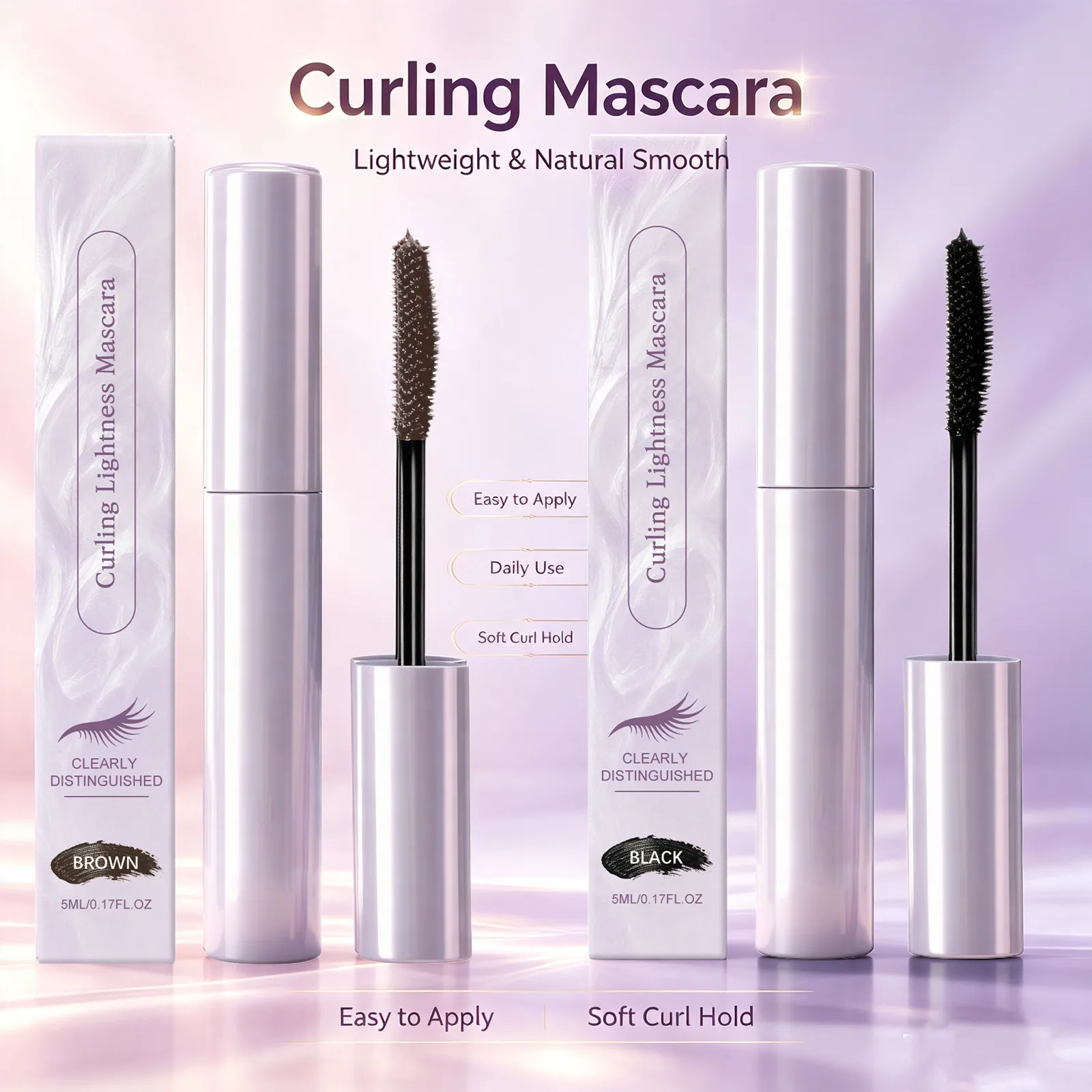 Curling Mascara Natural Lifted Lashes Waterproof Anti-Smudge Long Lasting Curling Strengthen Lashes Eye Cosmetic Black & Brown — image 2