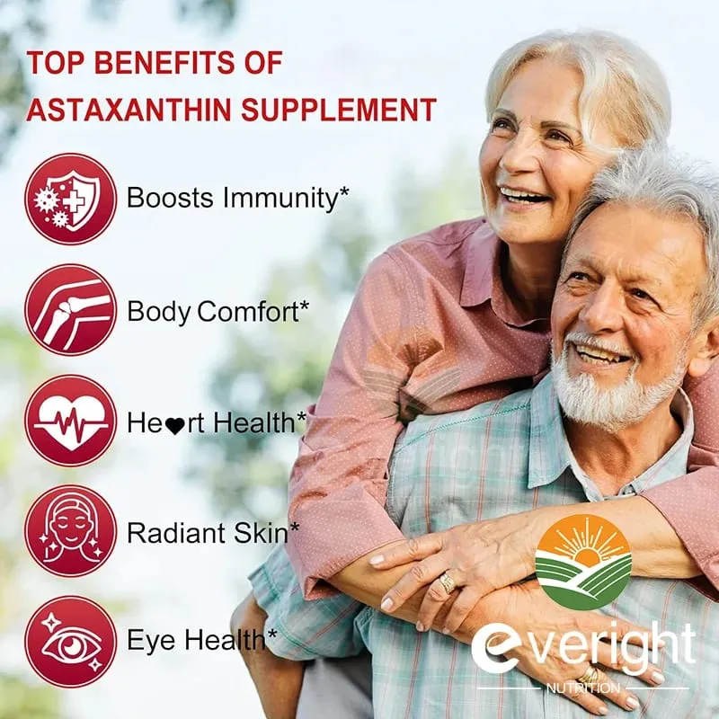 Astaxanthin Supplements 24mg Fresh Microalgae Source Grape Seed Oil Ashwagandha - Antioxidants for Healthy Skin Eyes Aging — image 1